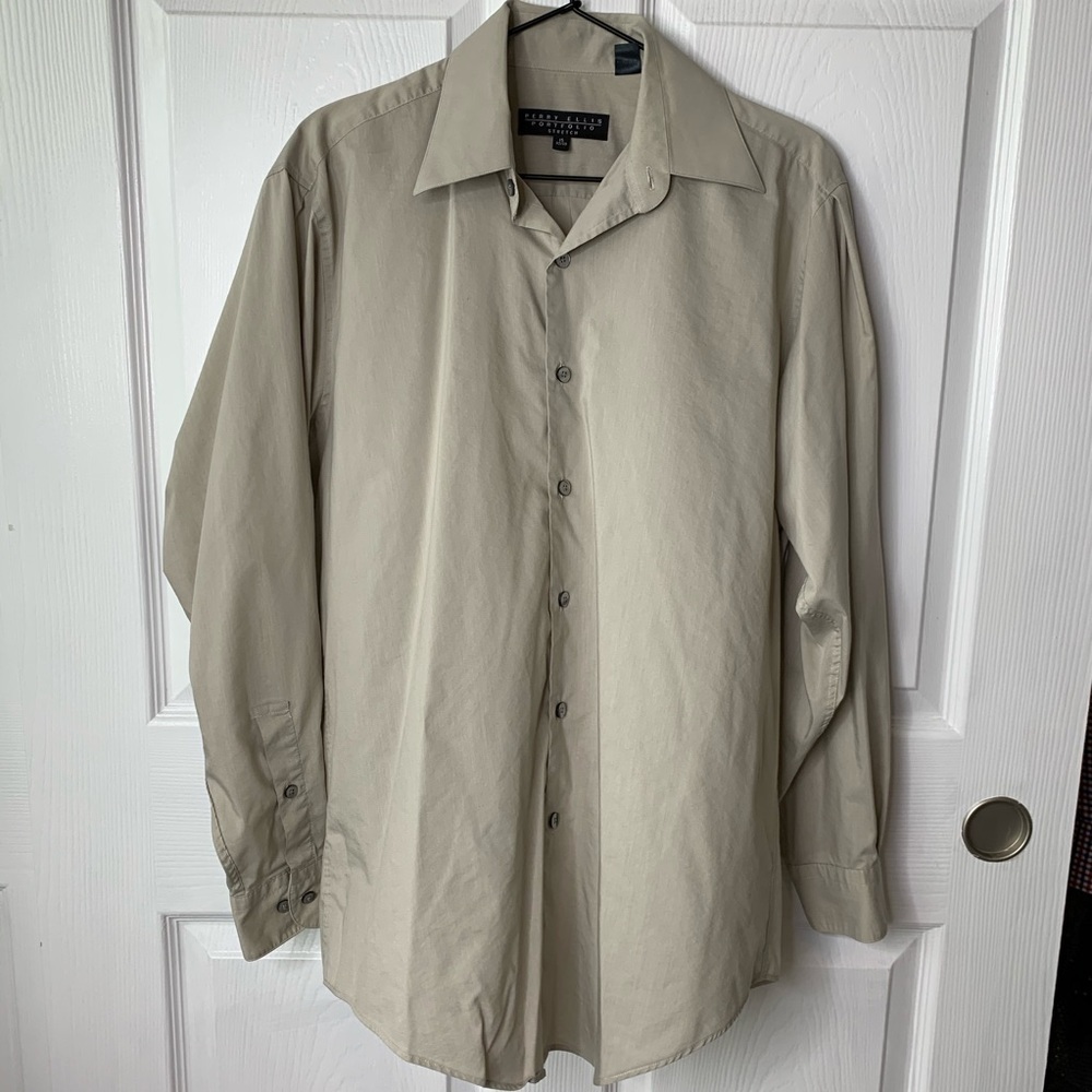 Perry Ellis Portfolio Stretch Dress Shirt Sz Neck 15 - Picture 5 of 8